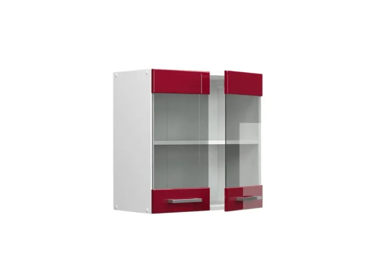 Vicco Küchenglasschrank R-Line Glashängeschrank Bordeaux Hochglanz/Weiß 60 cm* Vitrinen
