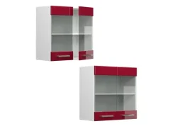 Vicco Küchenglasschrank R-Line Glashängeschrank Bordeaux Hochglanz/Weiß 60 cm* Vitrinen