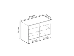Vicco Küchenglasschrank R-Line Glashängeschrank Artisan-Eiche/Goldkraft Eiche 80 cm