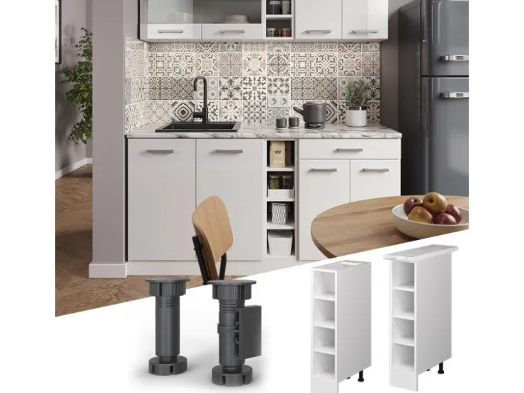 Vicco Küchenregal R-Line Offener Küchenschrank / 20 cm ohne Arbeitsplatte* Regal Weiß|Schränke