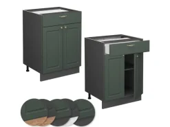 Vicco Küchenunterschrank Fame-Line Grün-Gold Landhaus/Anthrazit 60 cm mit Schublade ohne Arbeitsplatte* Schränke