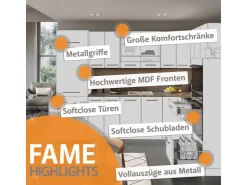 Vicco Küchenunterschrank Fame-Line Hochglanz/ 50 cm ohne Arbeitsplatte