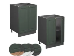 Vicco Küchenunterschrank Fame-Line Grün-Gold Landhaus/Anthrazit 60 cm ohne Arbeitsplatte* Schränke