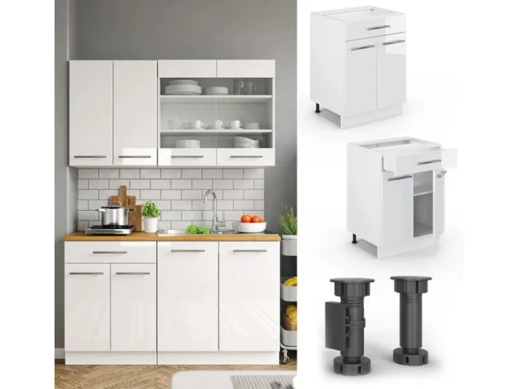 Vicco Küchenunterschrank Fame-Line Hochglanz/ 60 cm mit Schublade ohne Arbeitsplatte* Schränke