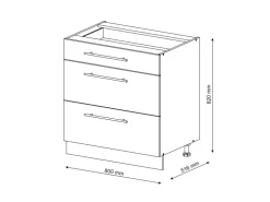 Vicco Küchenunterschrank Fame-Line Hochglanz/ 80 cm mit 3 Schubladen ohne Arbeitsplatte* Schränke