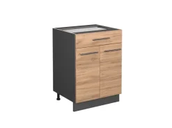 Vicco Küchenunterschrank Fame-Line Goldkraft /Anthrazit 60 cm mit Schublade ohne Arbeitsplatte