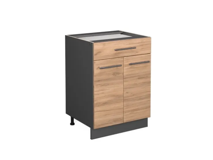 Vicco Küchenunterschrank Fame-Line Goldkraft /Anthrazit 60 cm mit Schublade ohne Arbeitsplatte