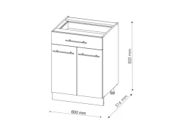 Vicco Küchenunterschrank Fame-Line Goldkraft /Anthrazit 60 cm mit Schublade ohne Arbeitsplatte