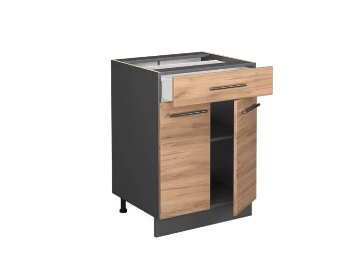 Vicco Küchenunterschrank Fame-Line Goldkraft /Anthrazit 60 cm mit Schublade ohne Arbeitsplatte