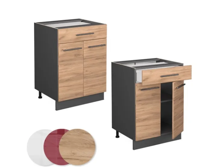 Vicco Küchenunterschrank Fame-Line Goldkraft /Anthrazit 60 cm mit Schublade ohne Arbeitsplatte