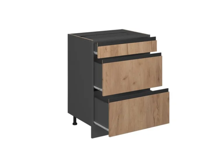 Vicco Küchenunterschrank R-Line Goldkraft /Anthrazit 60 cm J-Shape mit Schubladen ohne Arbeitsplatte* Schränke