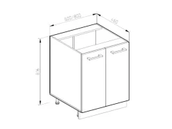 Vicco Küchenunterschrank R-Line Goldkraft /Anthrazit 60 cm J-Shape ohne Arbeitsplatte
