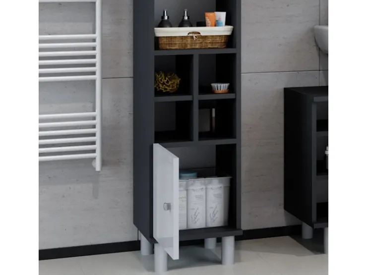 Vicco Midischrank Fynn Hochglanz/Anthrazit 30 x 131 cm Kleine Tür* Möbelserien