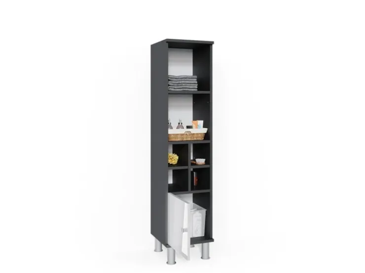 Vicco Midischrank Fynn Hochglanz/Anthrazit 30 x 131 cm Kleine Tür* Möbelserien