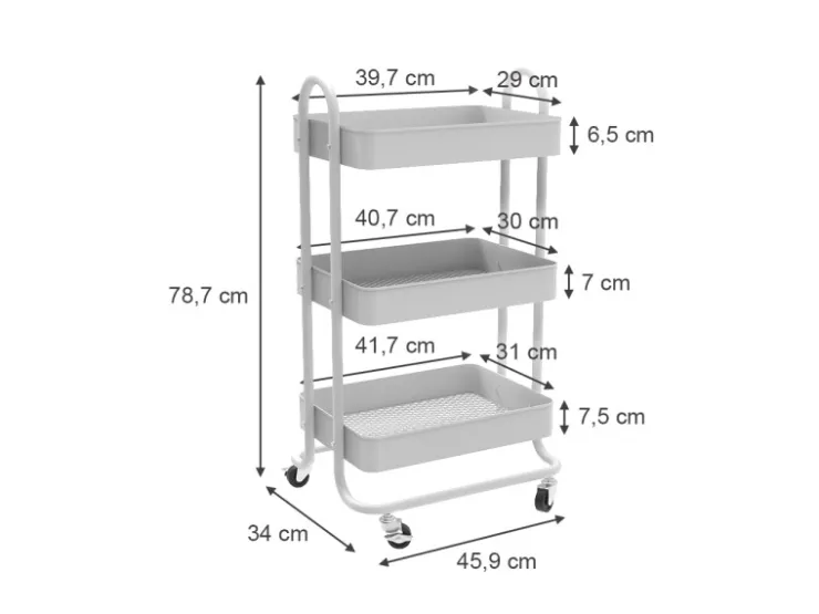 Vicco Rollregal Tron Rollbare Küchen-Minibar 46x79 cm