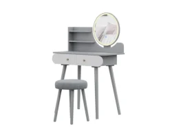 Vicco Schminktisch Edda 80 cm mit LED Beleuchtung und Hocker