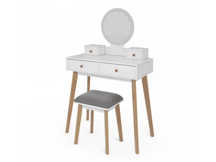 Vicco Schminktisch Finya Weiß 80 cm mit LED Spiegel und Hocker* Hocker