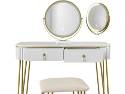 Vicco Schminktisch Grace Hochglanz 100 cm mit LED Beleuchtung und Hocker* Hocker