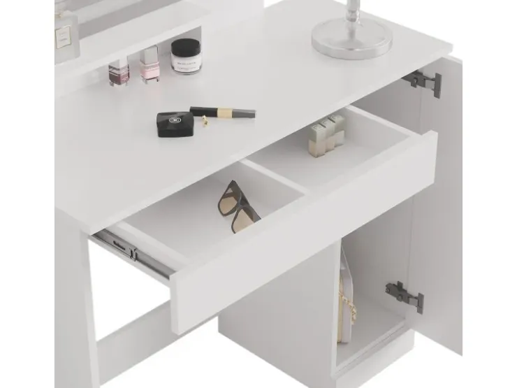 Vicco Schminktisch Julia Weiß 90 cm mit LED-Spiegel und Hocker* Hocker