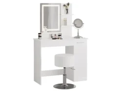 Vicco Schminktisch Julia Weiß 90 cm mit LED-Spiegel und Hocker* Hocker