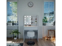 Vicco Schminktisch Laura Weiß 70 cm mit LED Beleuchtung und Hocker* Hocker