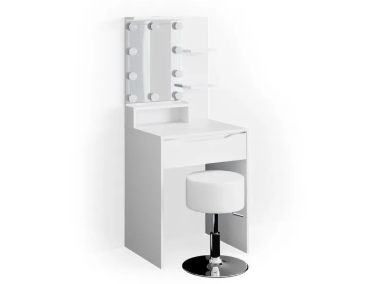 Vicco Schminktisch Ruben Weiß 60 cm mit LED Beleuchtung und Hocker* Hocker