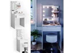 Vicco Schminktisch Ruben Weiß 60 cm mit LED Beleuchtung und Hocker* Hocker