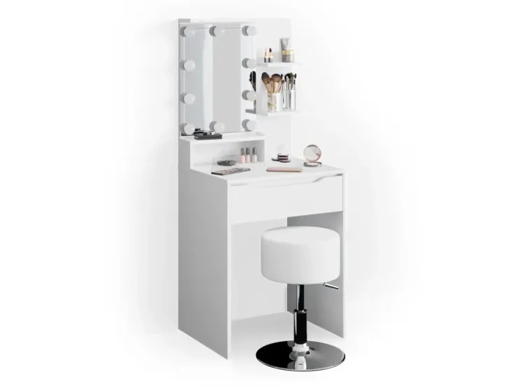 Vicco Schminktisch Ruben Weiß 60 cm mit LED Beleuchtung und Hocker* Hocker