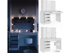 Vicco Schminktisch Sherry Weiß 55 cm mit LED Beleuchtung und Hocker* Hocker