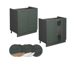Vicco Spülenunterschrank Fame-Line Grün-Gold Landhaus/Anthrazit 80 cm ohne Arbeitsplatte
