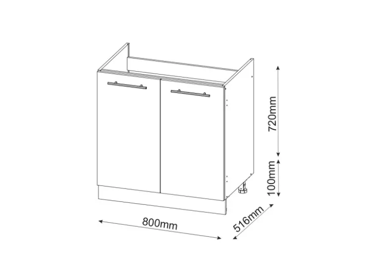 Vicco Spülenunterschrank Fame-Line Hochglanz/ 80 cm ohne Arbeitsplatte* Schränke