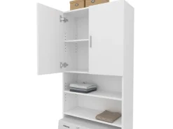 Vicco Waschmaschinenschrank Martha Weiß 64 x 190 cm mit 2 Kurzen Türen* Regal Weiß|Schränke