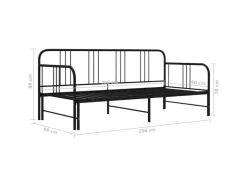 vidaXL Ausziehsofa Bettgestell Schwarz Metall 90x200 cm Modell 2650960* Betten|Sofas