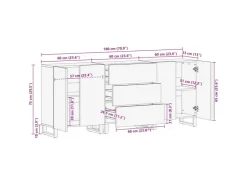 vidaXL Badezimmermöbel Set mit Regal 3-Tlg Braun Massives Mango-Holz 3310053