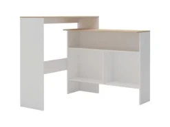 vidaXL Bartisch mit 2 Tischplatten Weiß und Eichefarben 130x40x120 cm* Vasen