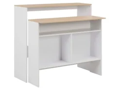 vidaXL Bartisch mit 2 Tischplatten Weiß und Eichefarben 130x40x120 cm* Vasen
