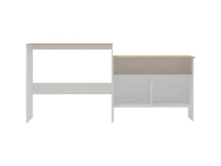 vidaXL Bartisch mit 2 Tischplatten Weiß und Eichefarben 130x40x120 cm* Vasen