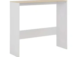 vidaXL Bartisch mit 2 Tischplatten Weiß und Eichefarben 130x40x120 cm* Vasen