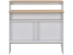 vidaXL Bartisch mit 2 Tischplatten Weiß und Eichefarben 130x40x120 cm* Vasen