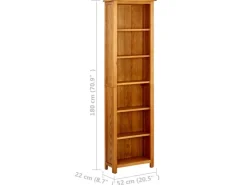 vidaXL Bücherregal 6 Fächer 52x22x180 cm Massivholz Eiche* Regale Massivholz