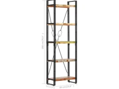 vidaXL Bücherregal 5 Fächer 60x30x180 cm Altholz Massiv* Regale Massivholz|Bücherregale