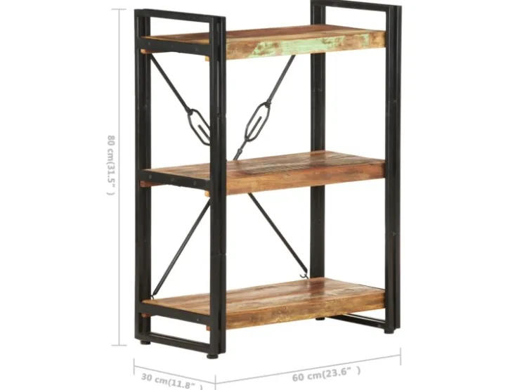 vidaXL Bücherregal 3 Fächer 60x30x80 cm Altholz Massiv* Bücherregale