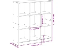 vidaXL Bücherregal Betongrau 102x32x108 cm Holzwerkstoff