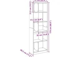 vidaXL Bücherregal Braun Eichen-Optik 57x28,5x174 cm Holzwerkstoff