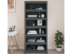 vidaXL Bücherregal Grau 80x35x183 cm Massivholz Kiefer
