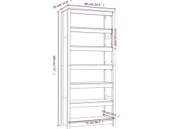 vidaXL Bücherregal Grau 80x35x183 cm Massivholz Kiefer