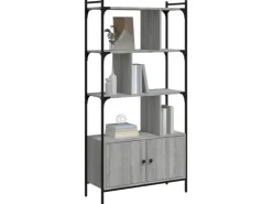 vidaXL Bücherregal mit Türen Grau Sonoma 76,5x30x154,5cm Holzwerkstoff