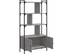 vidaXL Bücherregal mit Türen Grau Sonoma 76,5x30x154,5cm Holzwerkstoff