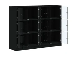 vidaXL Bücherregal mit Türen Schwarz 136x37x109 cm Holzwerkstoff