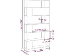 vidaXL Bücherregal Raumteiler Schwarz 100x24x188 cm